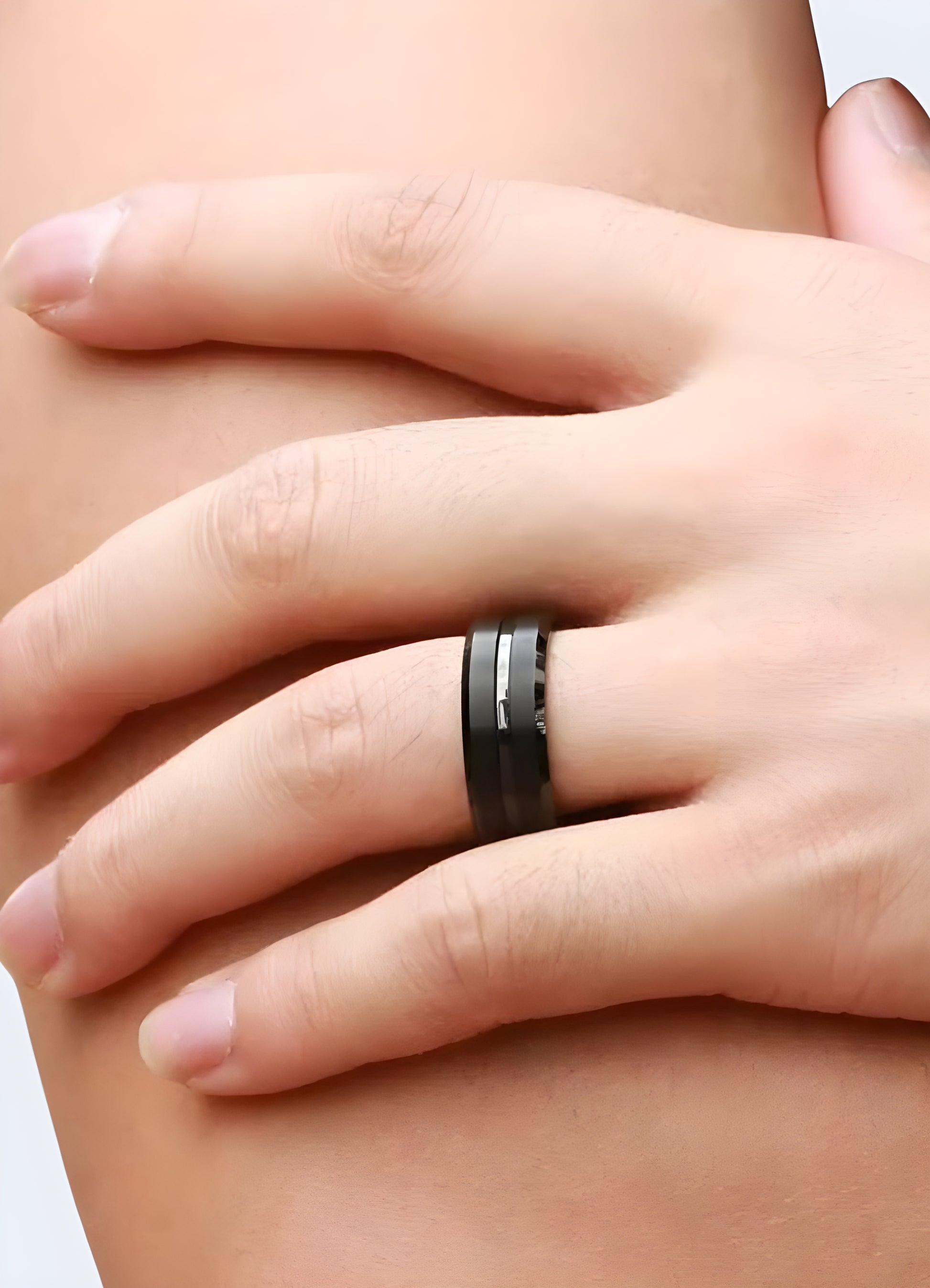 Industrial look unisex techwear ring.