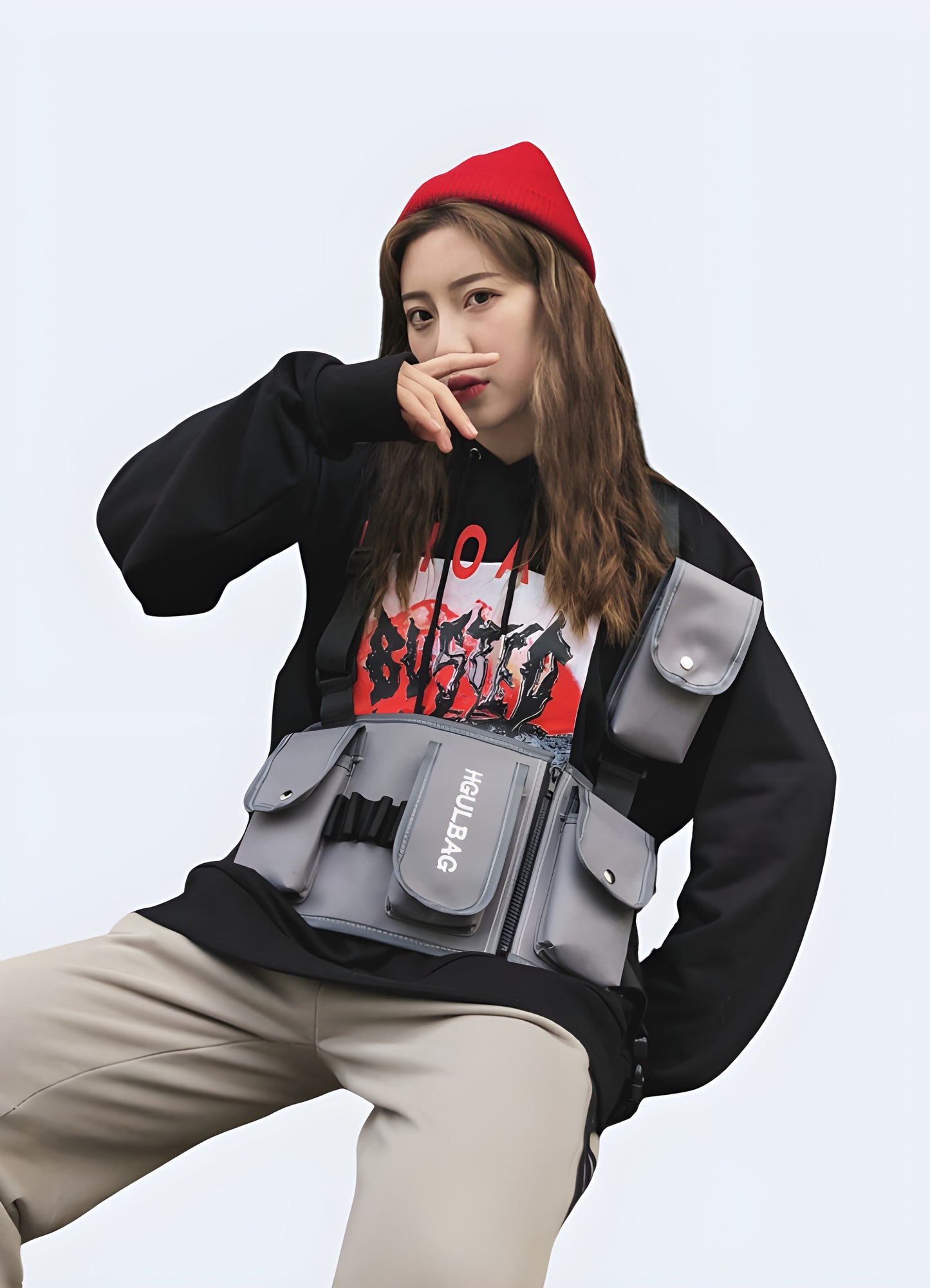 Padded interior tablet pocket front zippered stash pocket.