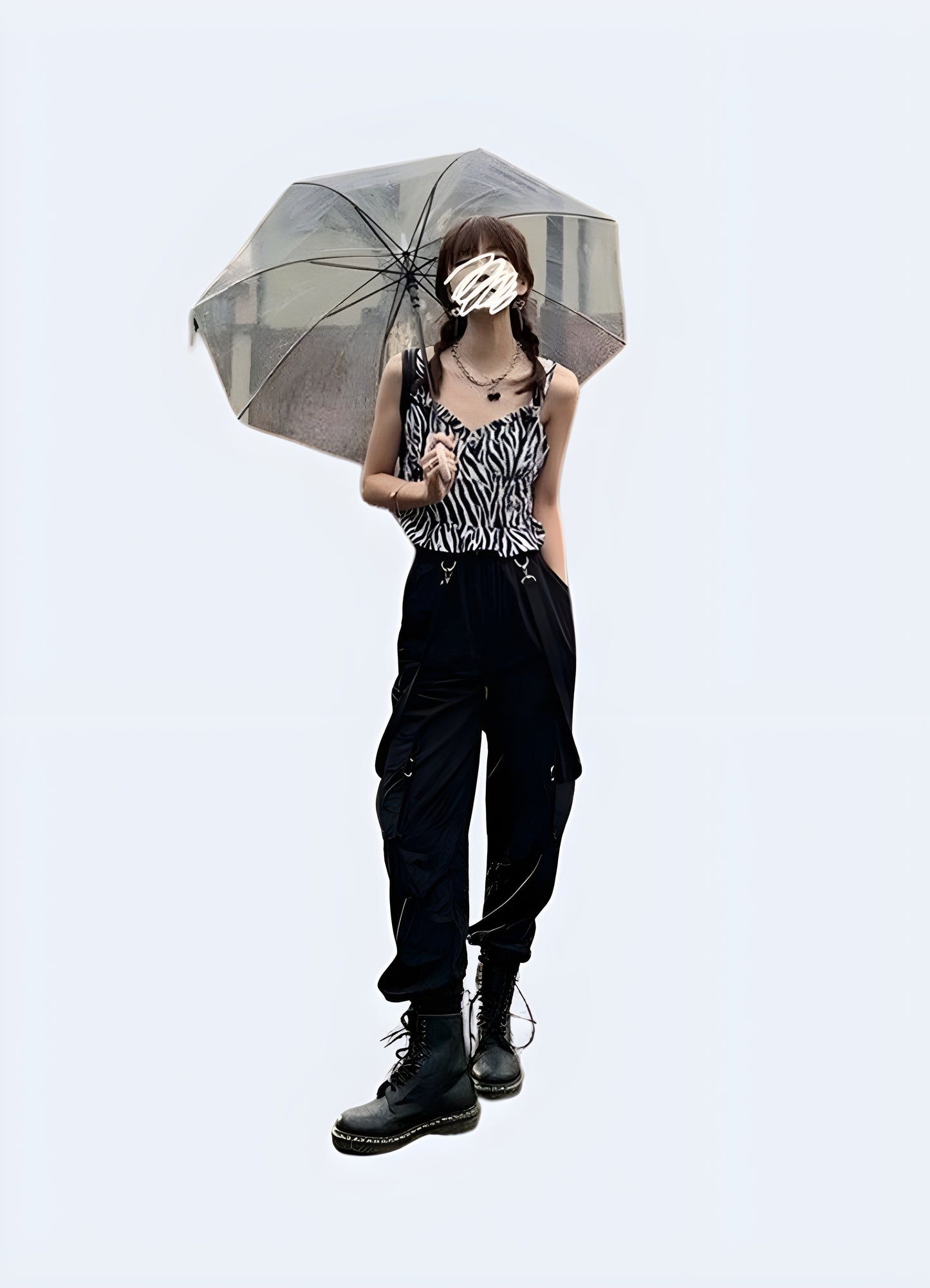 Women cargo pants with straps adjustable strap accents.