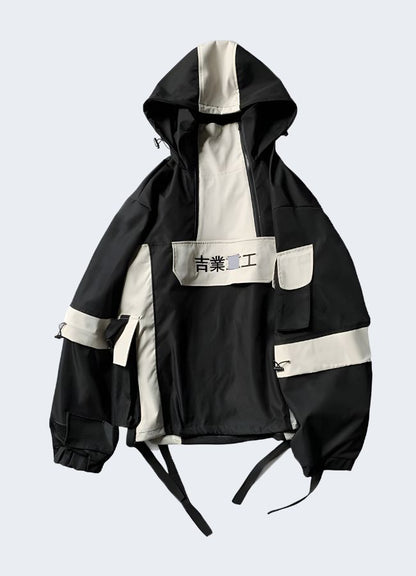 Stay comfortable and stylish with your friends in these eye-catching kanji windbreakers.