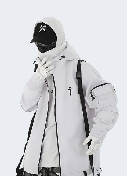 Men wearing a stylish white streetwear anorak, perfect for a day.