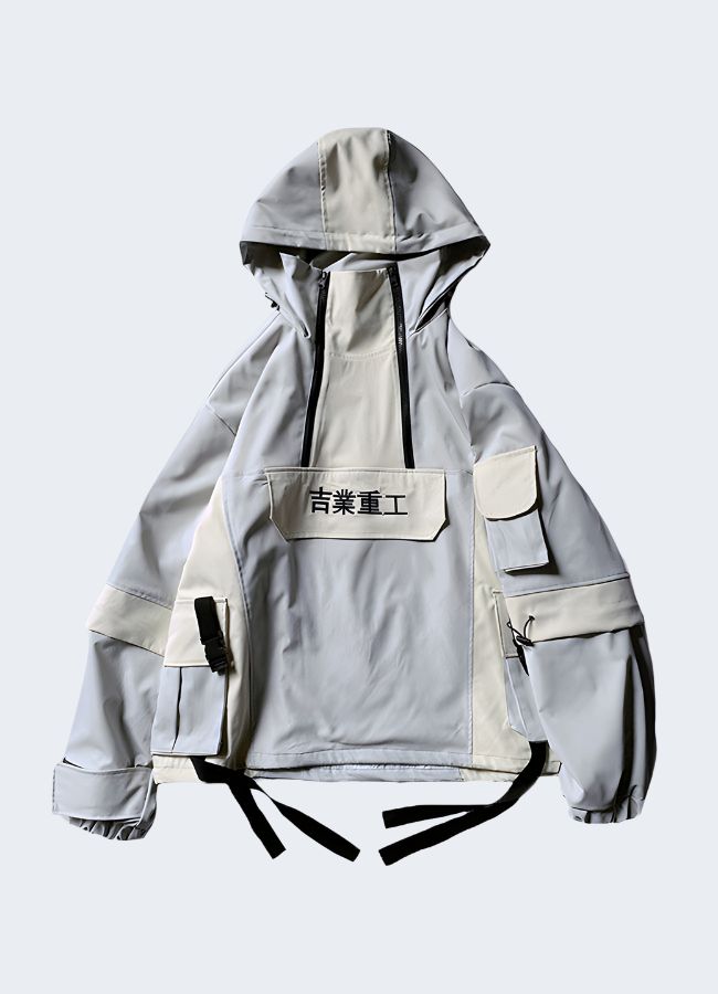 The durable and flexible fabric of the kanji windbreaker makes it ideal for active lifestyles.