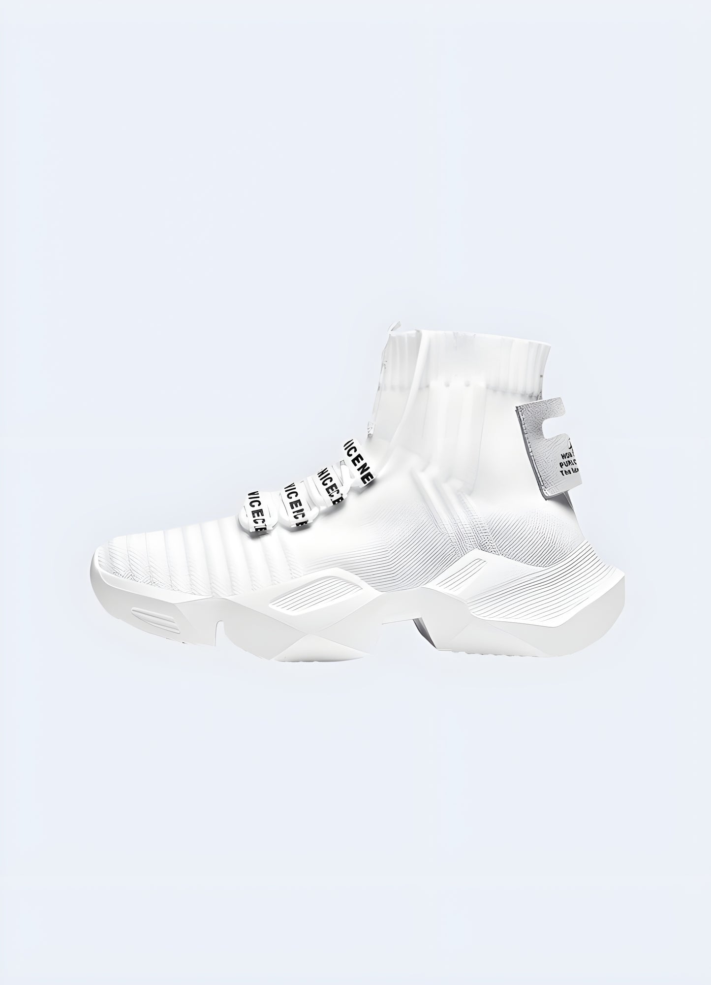 Cost-effective futuristic design toggle closure affordable techwear shoes white.