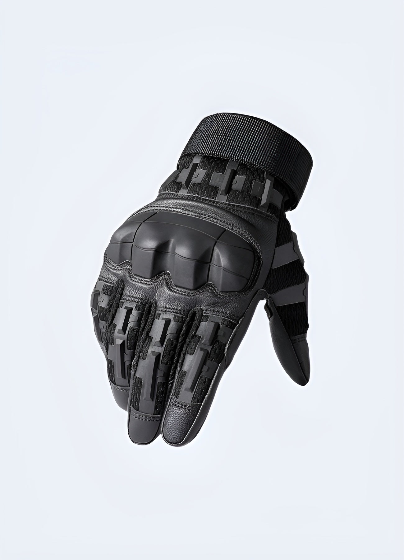 Airsoft gloves black front view. 