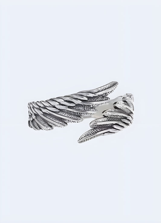  Angel feather ring sterling silver feather motif.