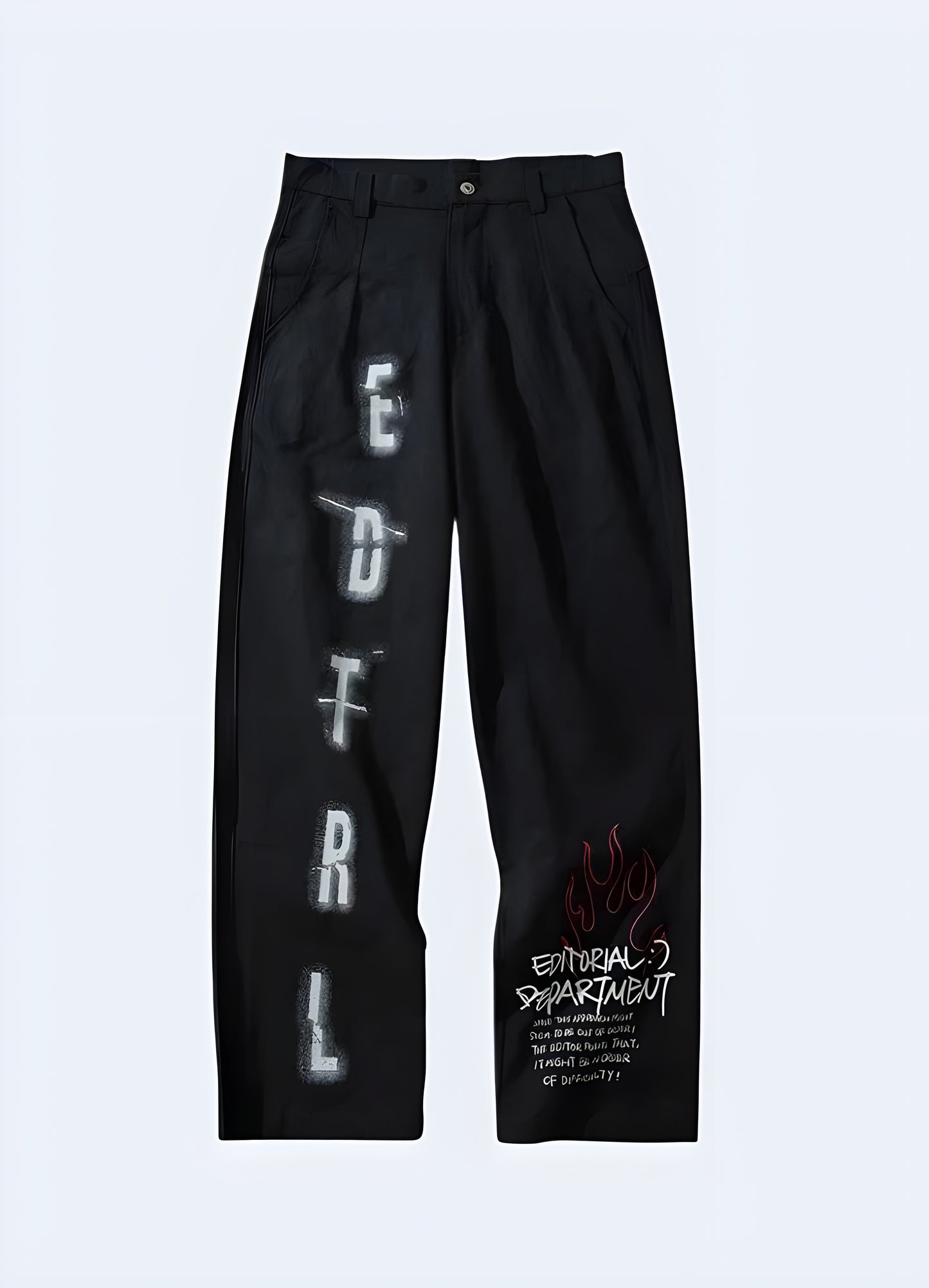 Pockets decoration baggy gothic pants black.