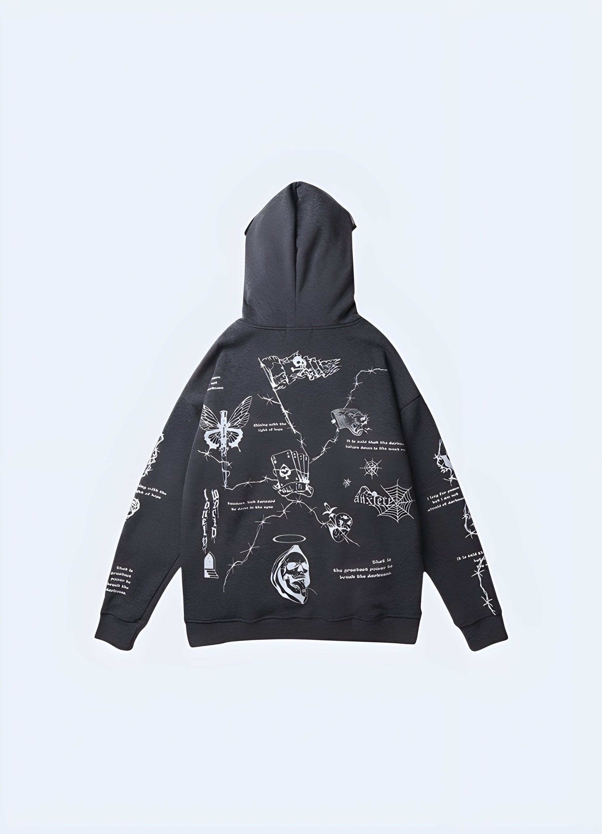 Graphic print barbed wire hoodie.