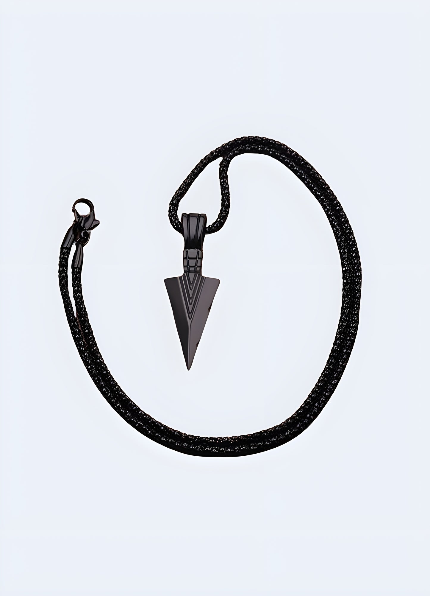 Polished obsidian stone unisex black  arrowhead necklace.