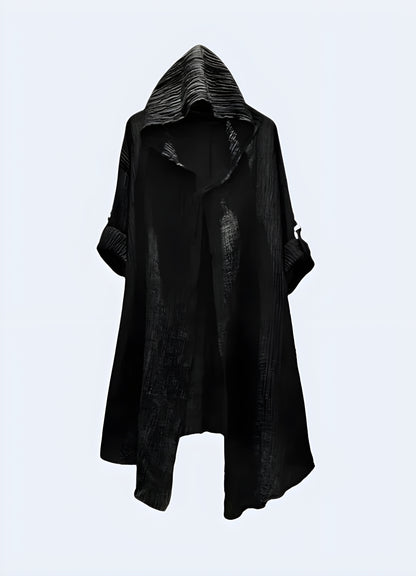 Classic solid black, fulllength design black cloak with hood.