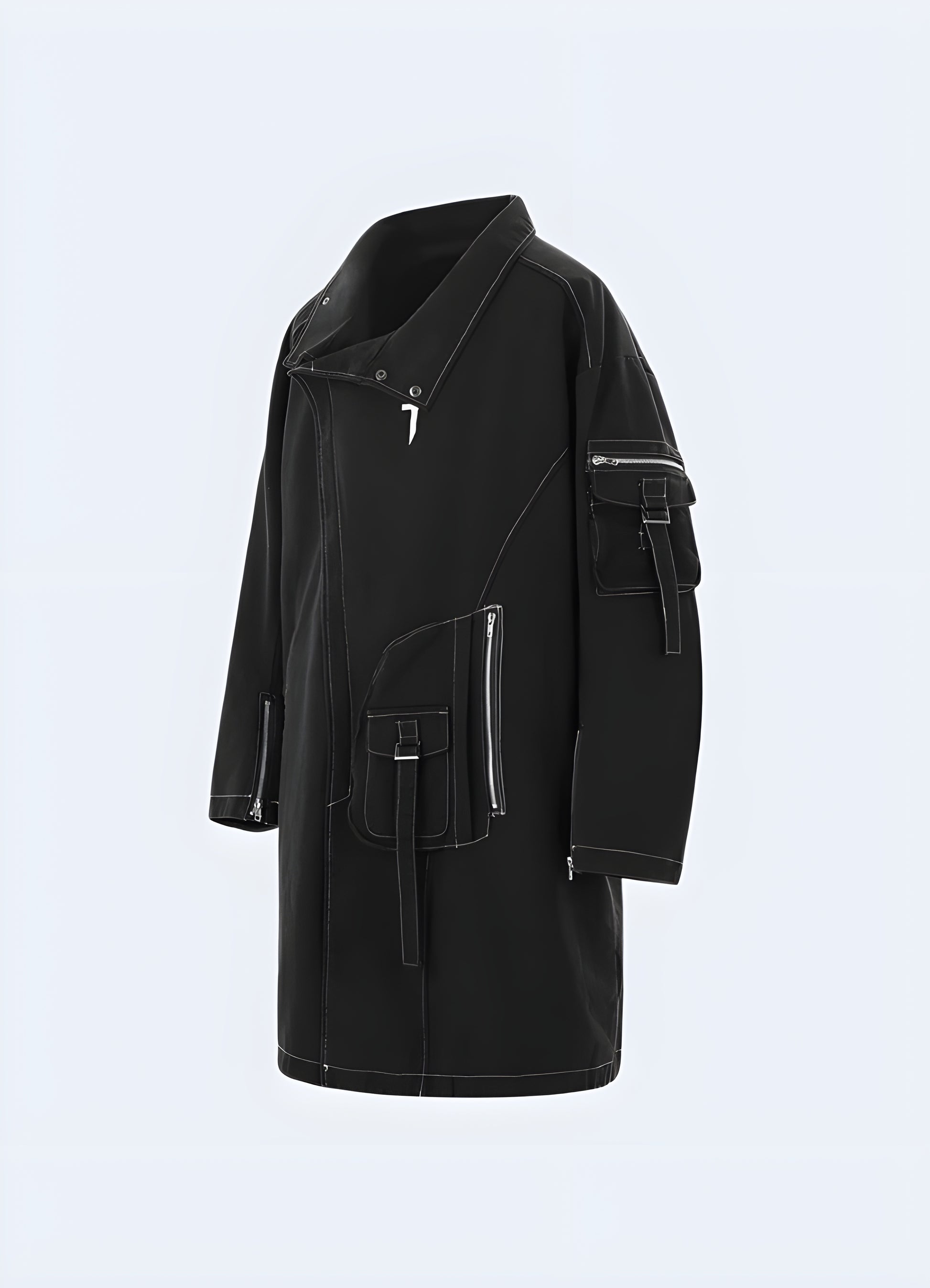 This black hoodie jacket is designed hooded zip-up utility jacket.
