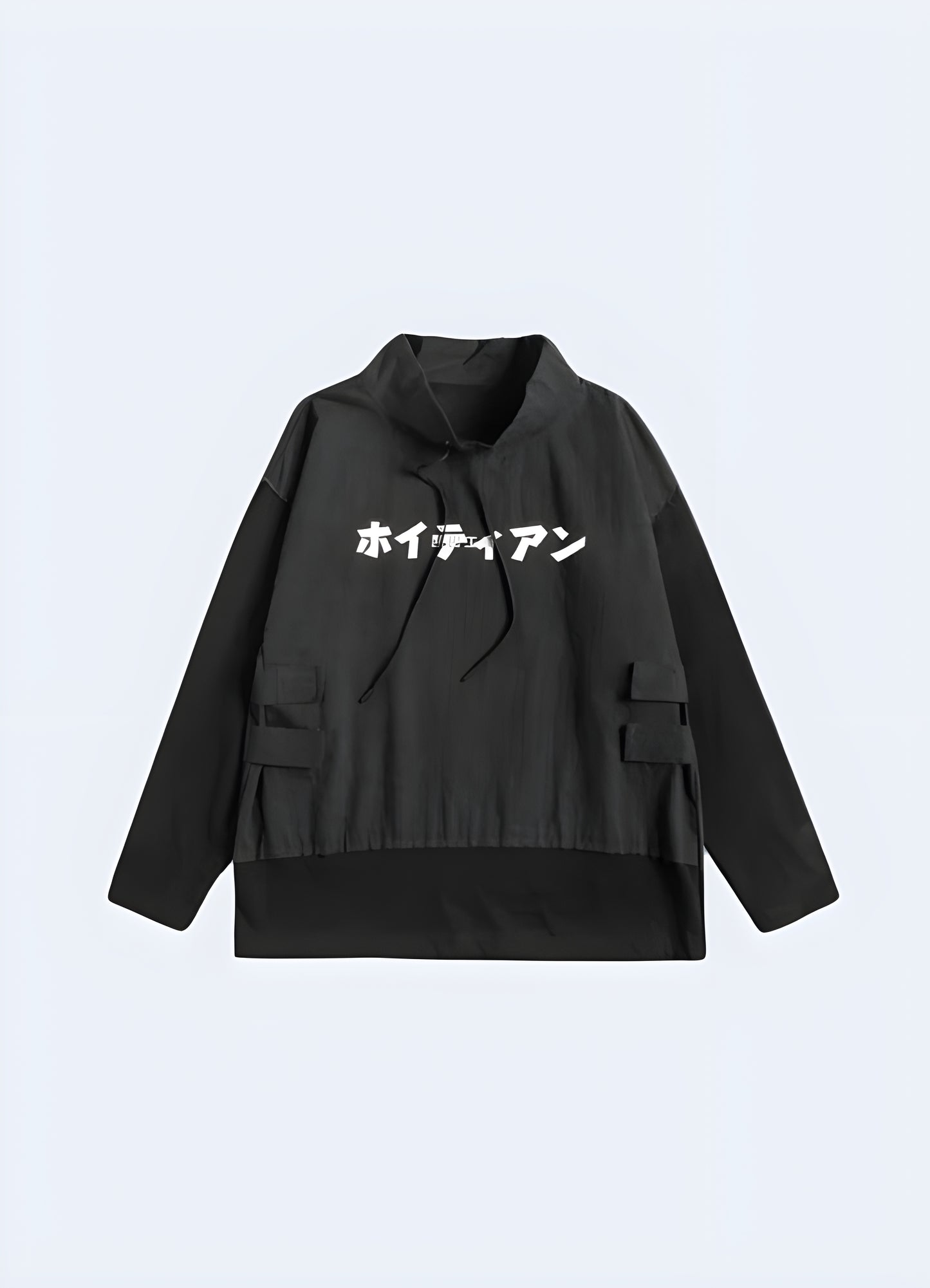 Boldly simple, this black japanese hoodie lets the quality speak for itself. 