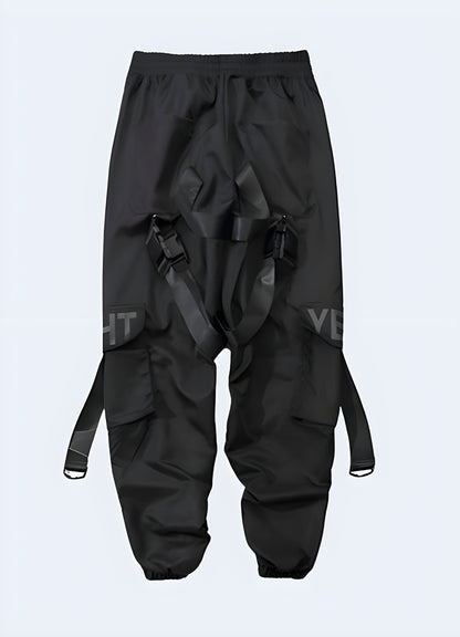 Removable leg panels black jogger cargo pants.