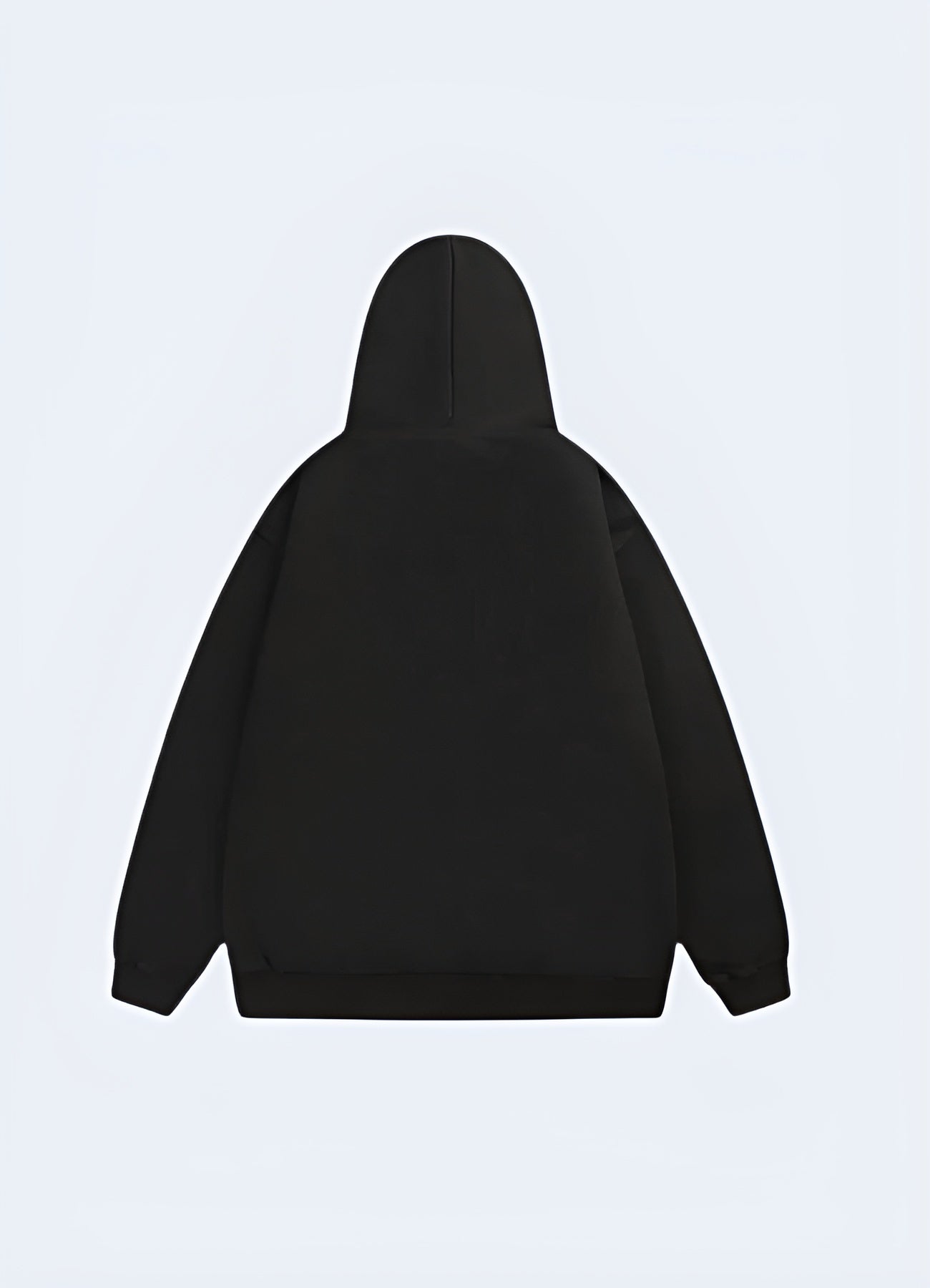 Black hoodie with giant spider graphic.