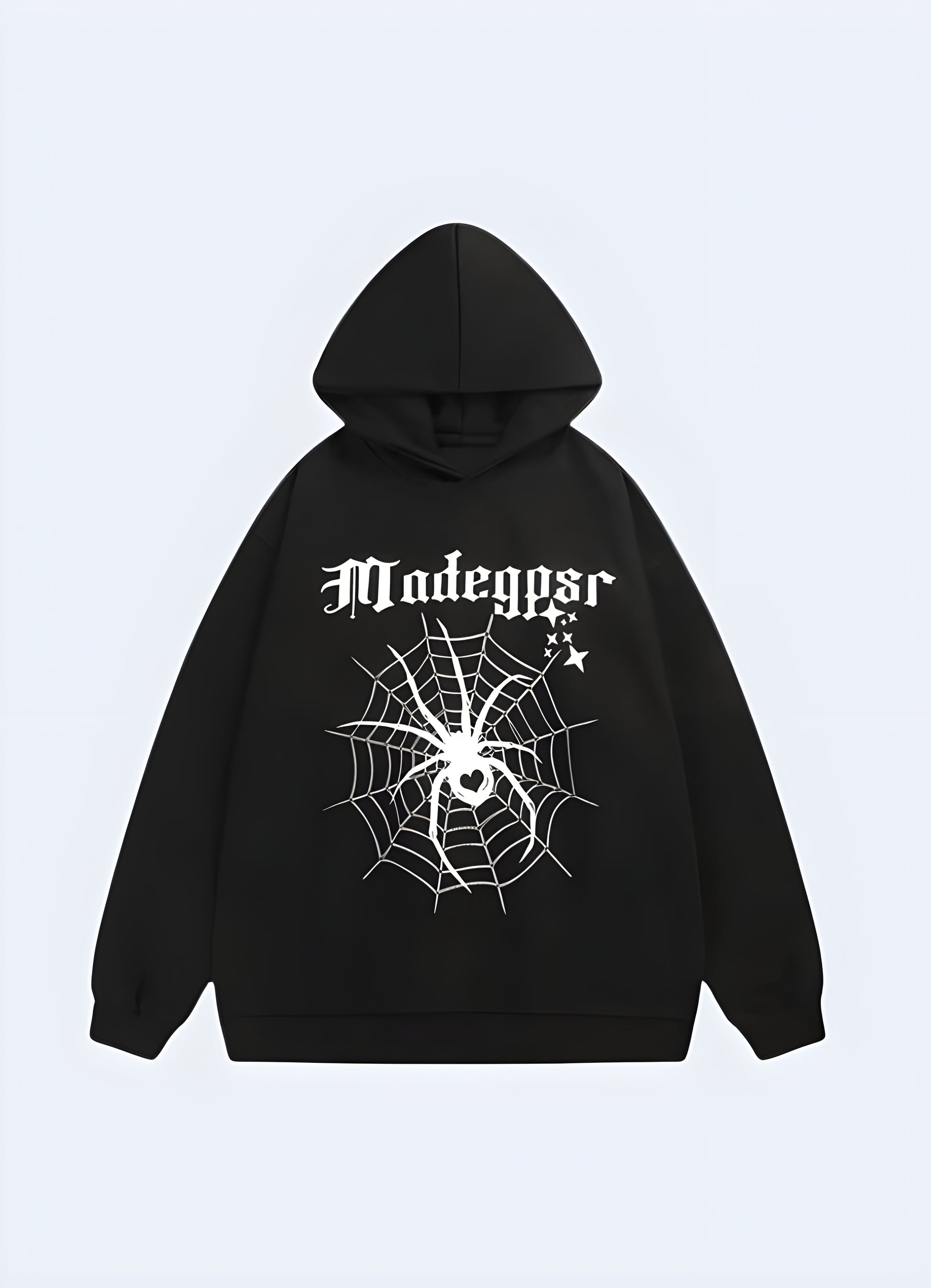 Techwear, cyberpunk design black spider hoodie.