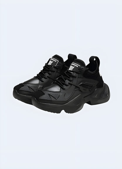 Urban streetwear inspired design black streetwear sneakers.