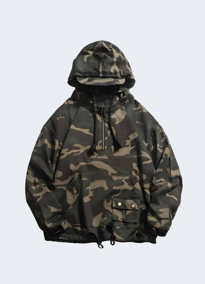  A rugged camouflage cargo jacket crafted from durable cotton.