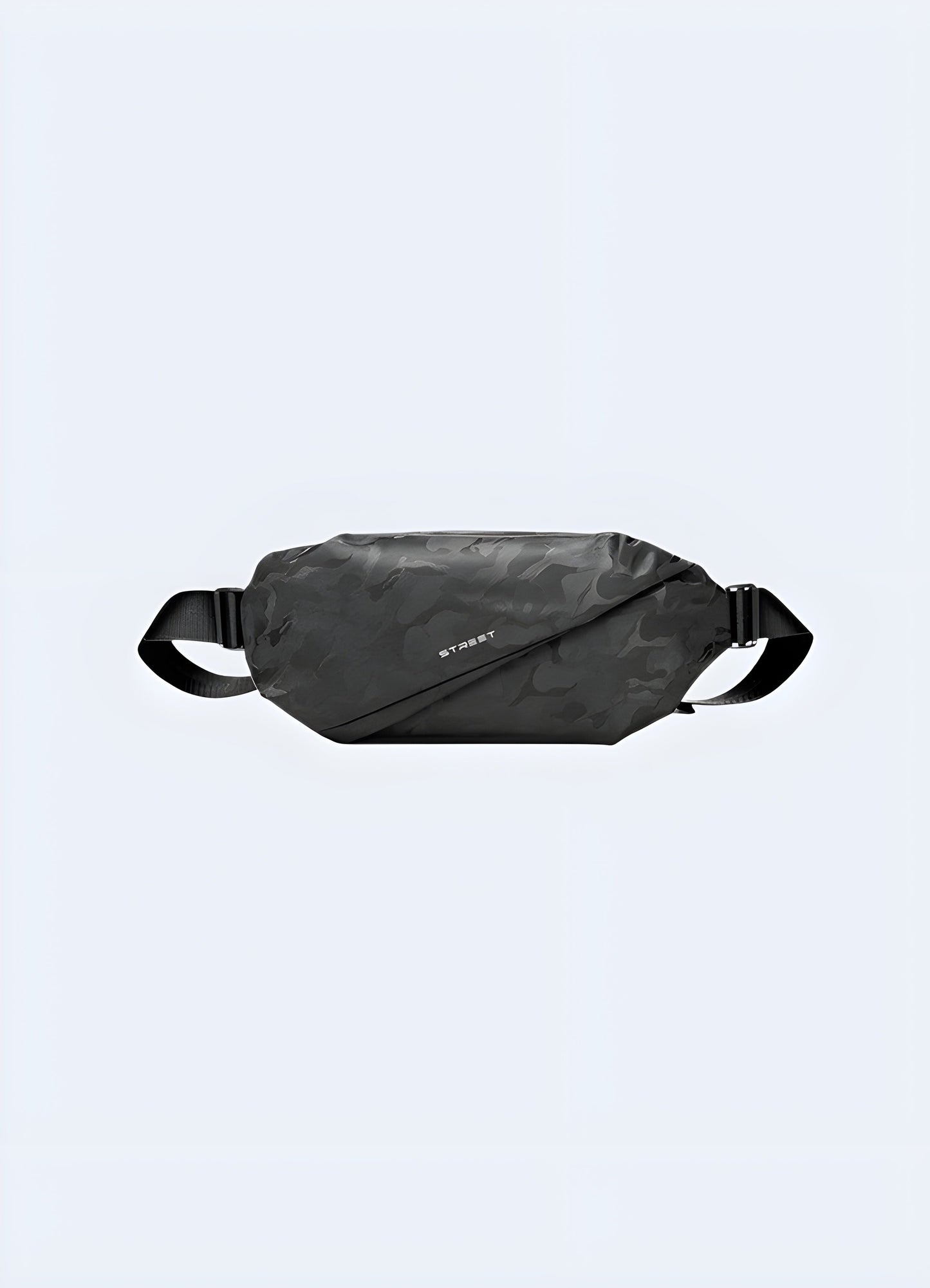 Front view of a camouflage sling bag showcasing its contemporary design and practical features for the AU