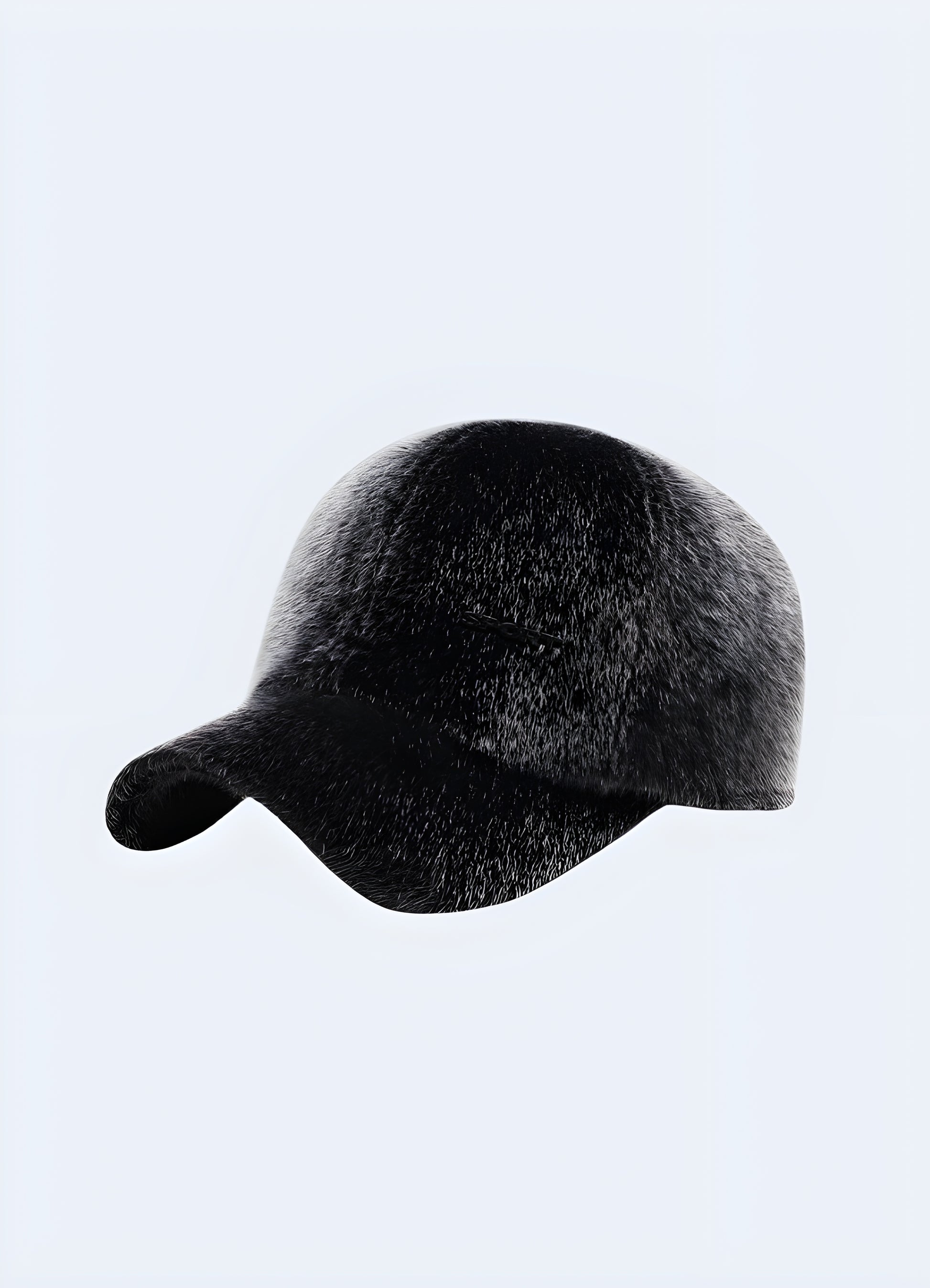 This fur baseball hat stands as a barrier, protecting your face confidently without giving up on style.