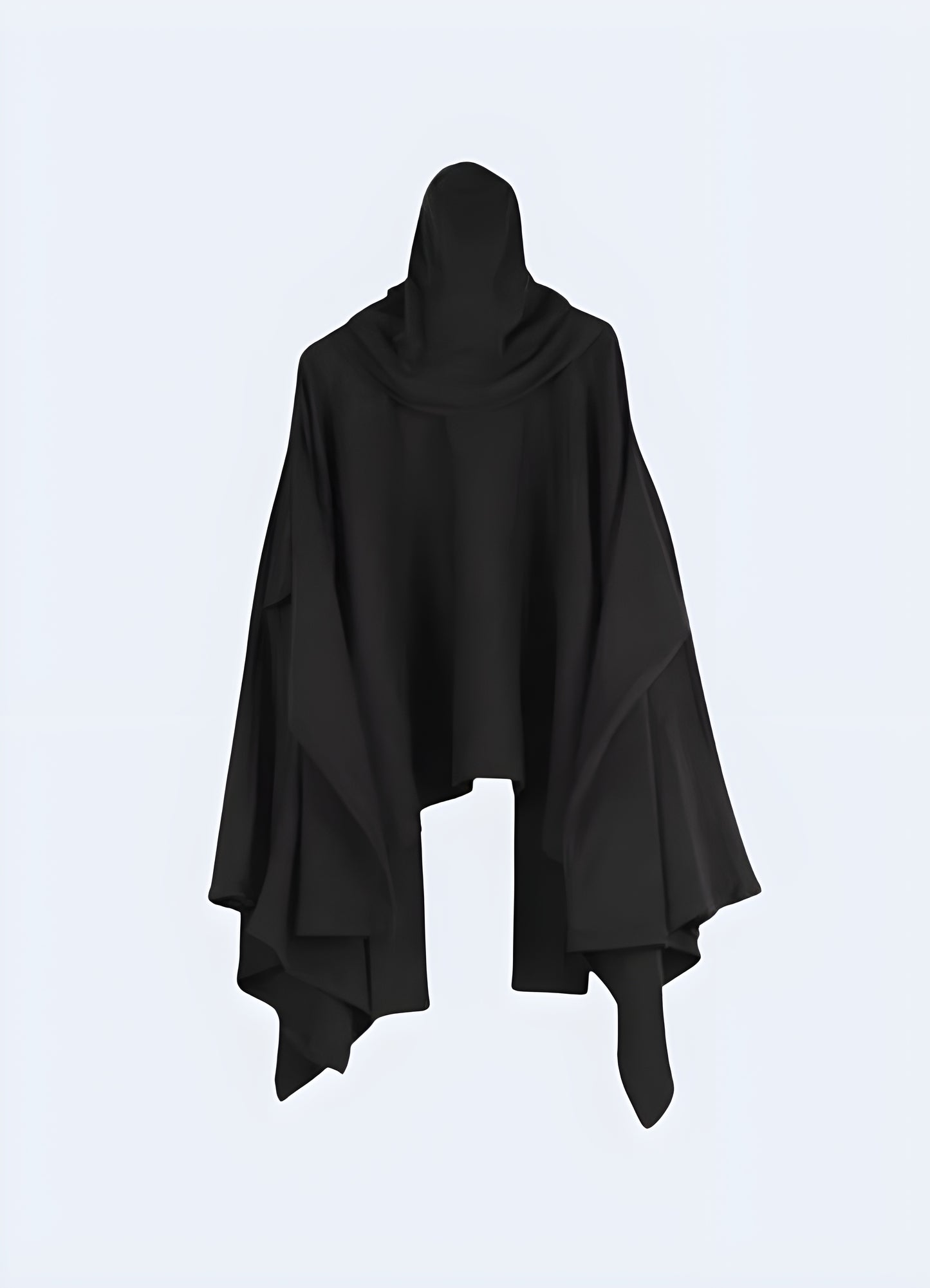Cloak coat with hood model back view.
