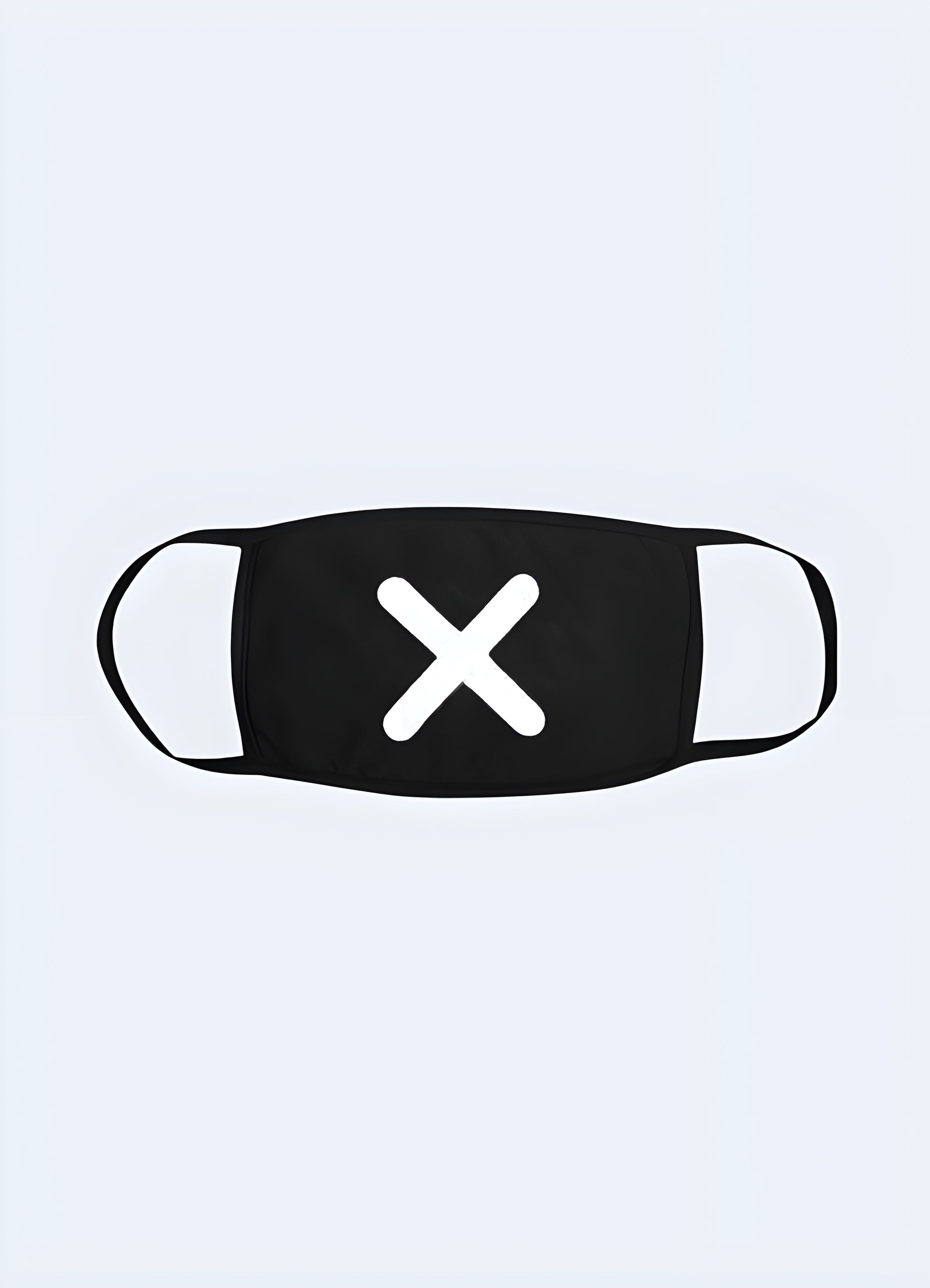 Symbolic cross emblem face mask elasticized ear loops for adjustability.