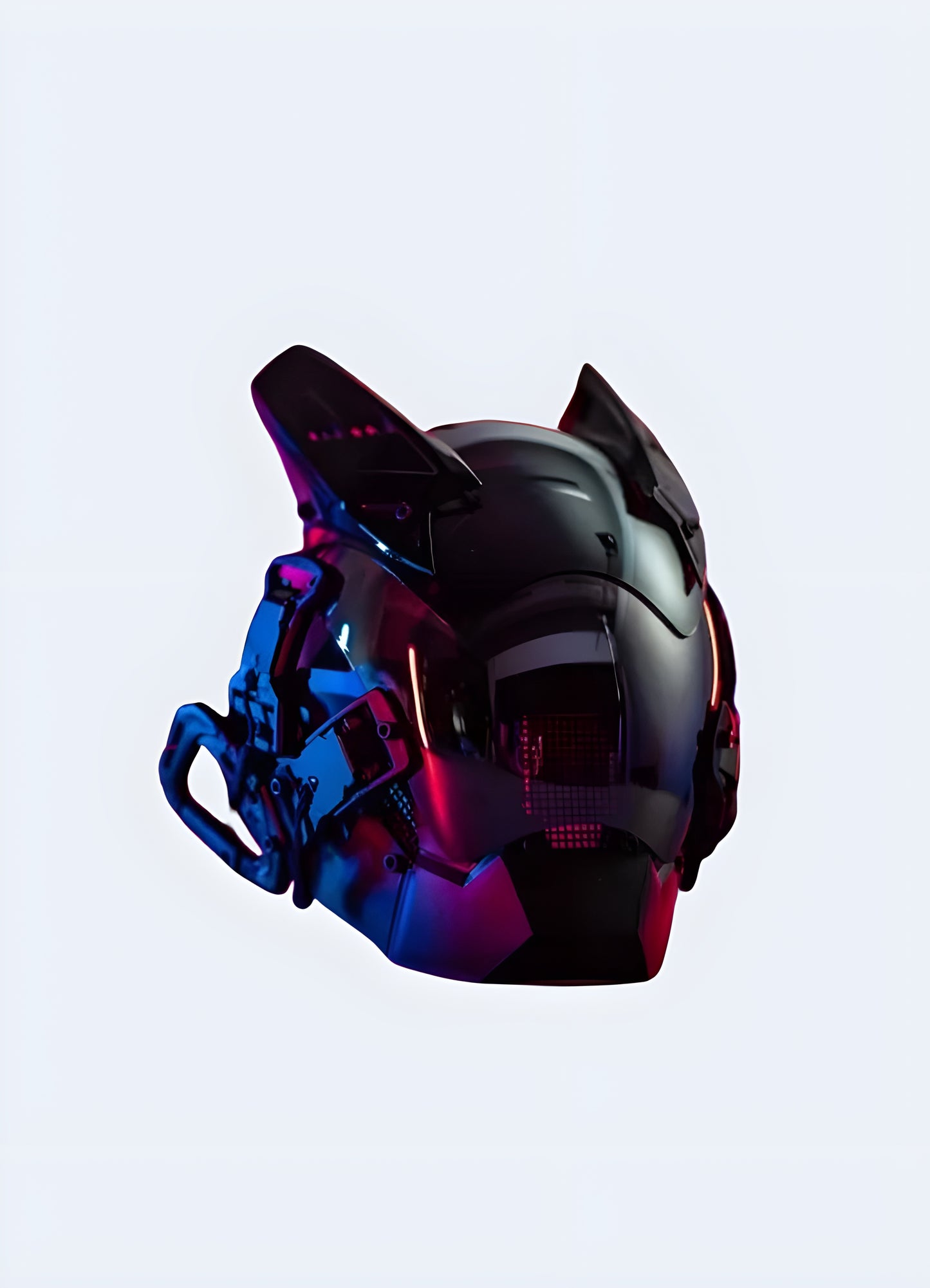 Cyberpunk futuristic helmet ventilation system keeps you cool.