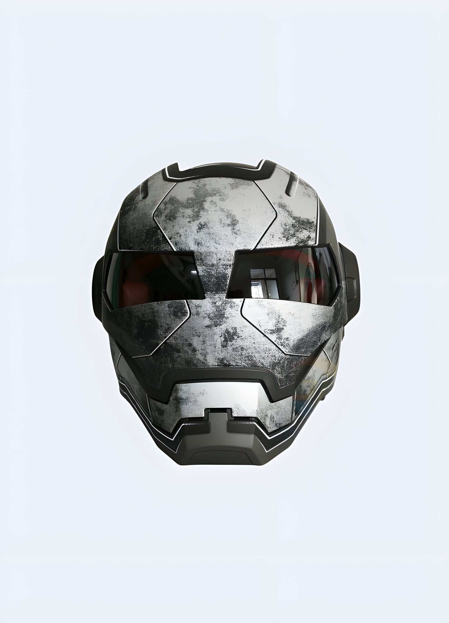 Aerodynamic shell with metallic finish cyberpunk motorcycle helmet.