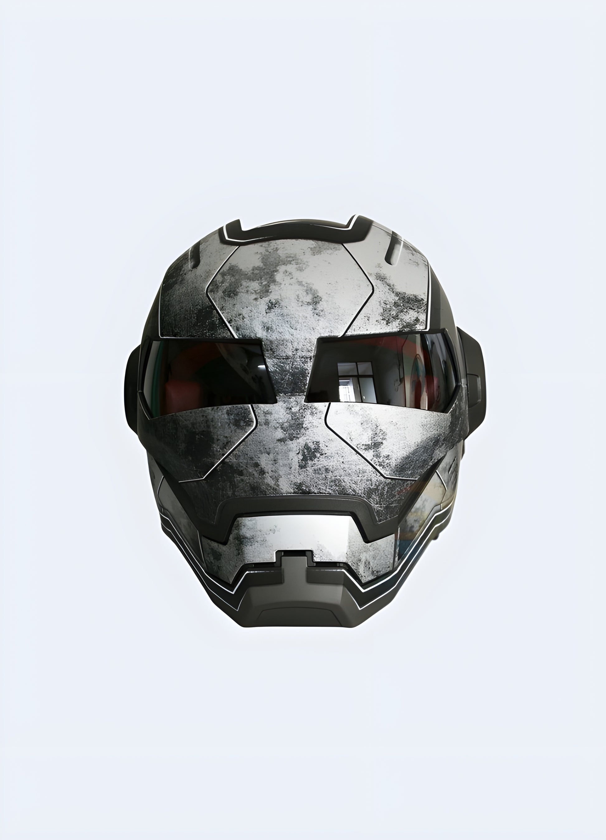 Aerodynamic shell with metallic finish cyberpunk motorcycle helmet.