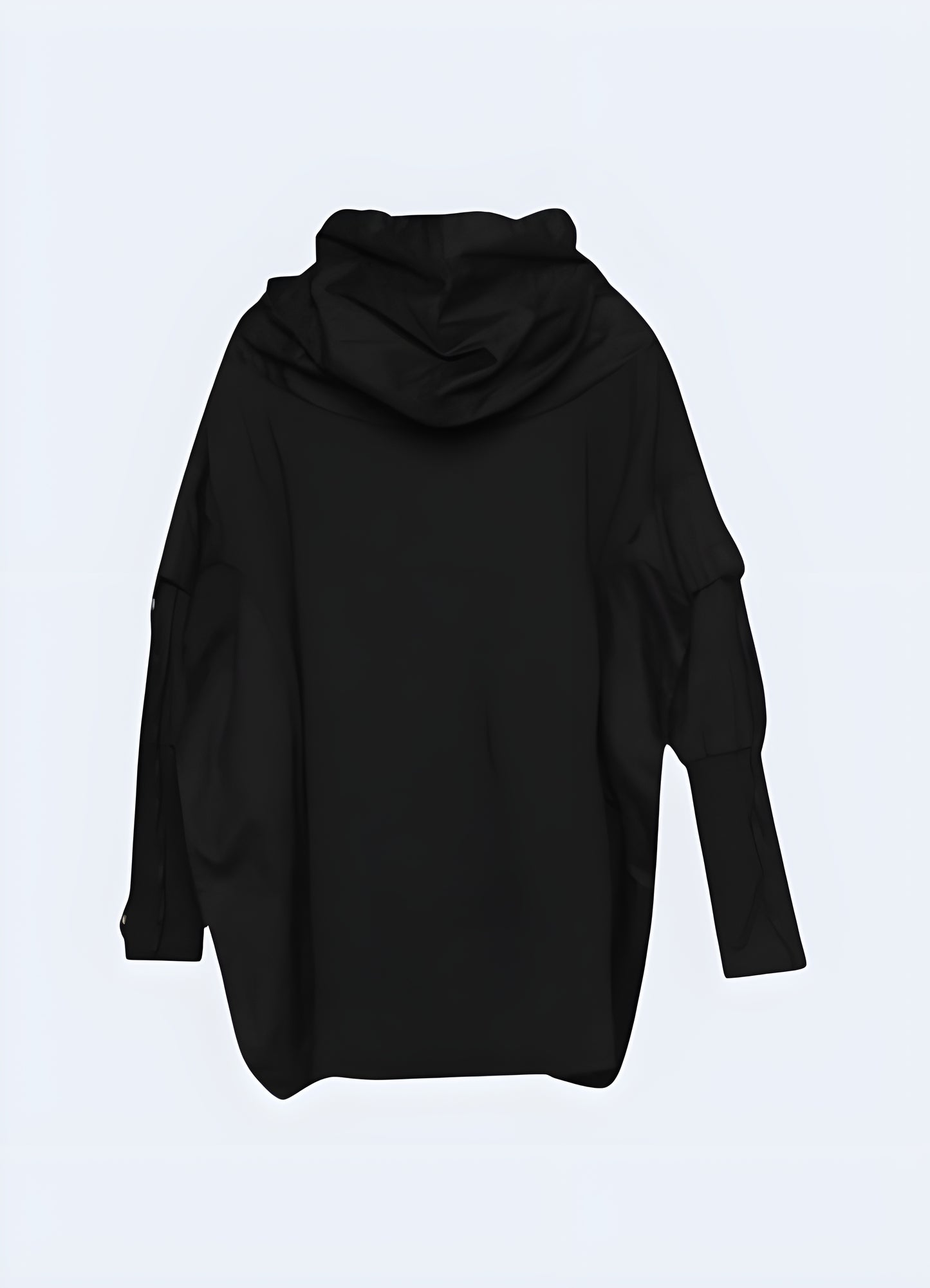 Urban Style, high collar dark hoodie.