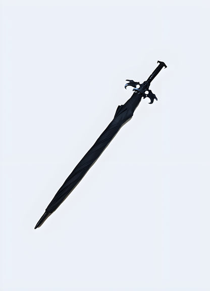 Demon slayer sword umbrella close black front view.