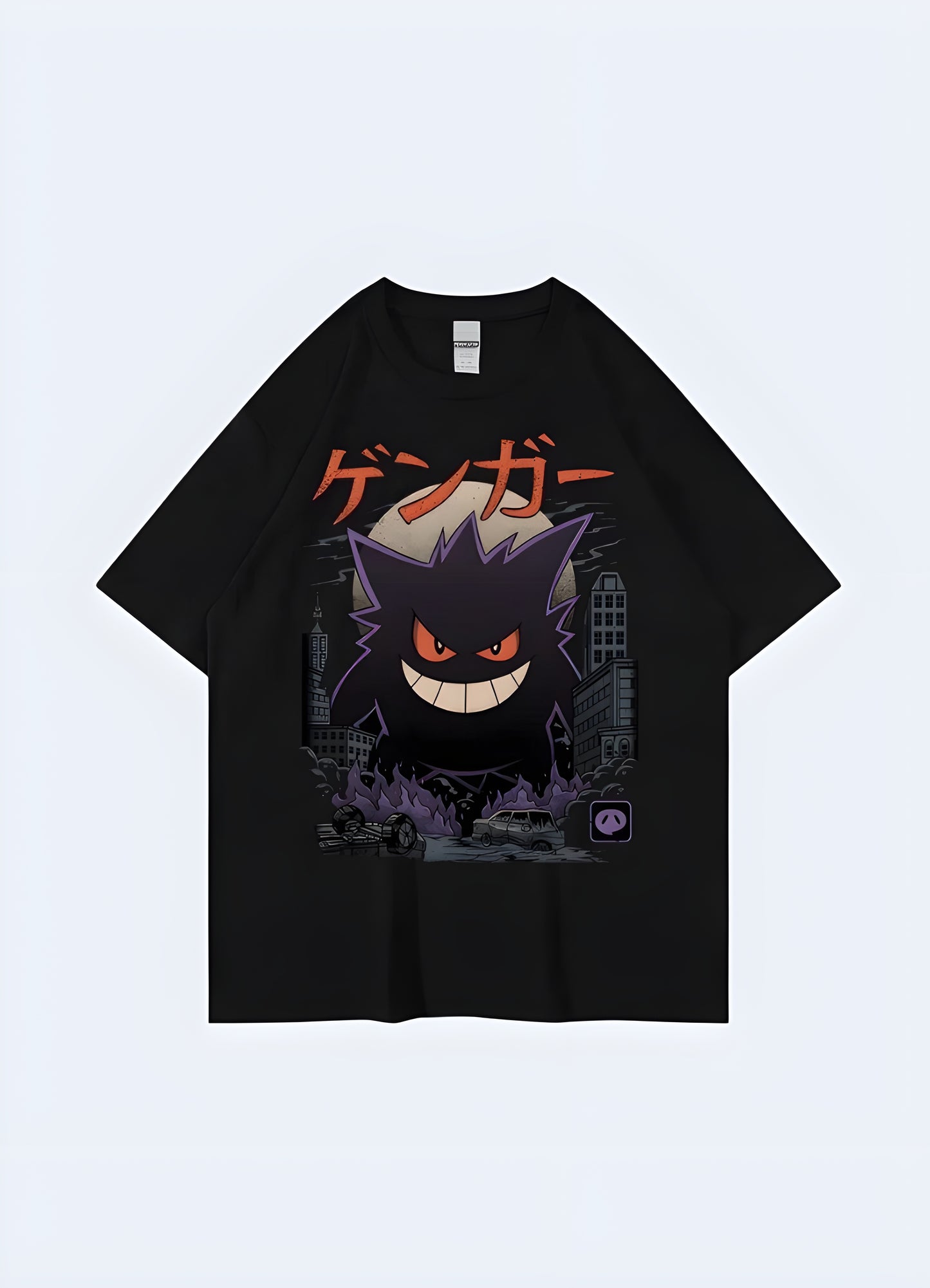 Short sleeve tee with gengar print loose fit.