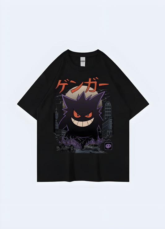 Short sleeve tee with gengar print loose fit.