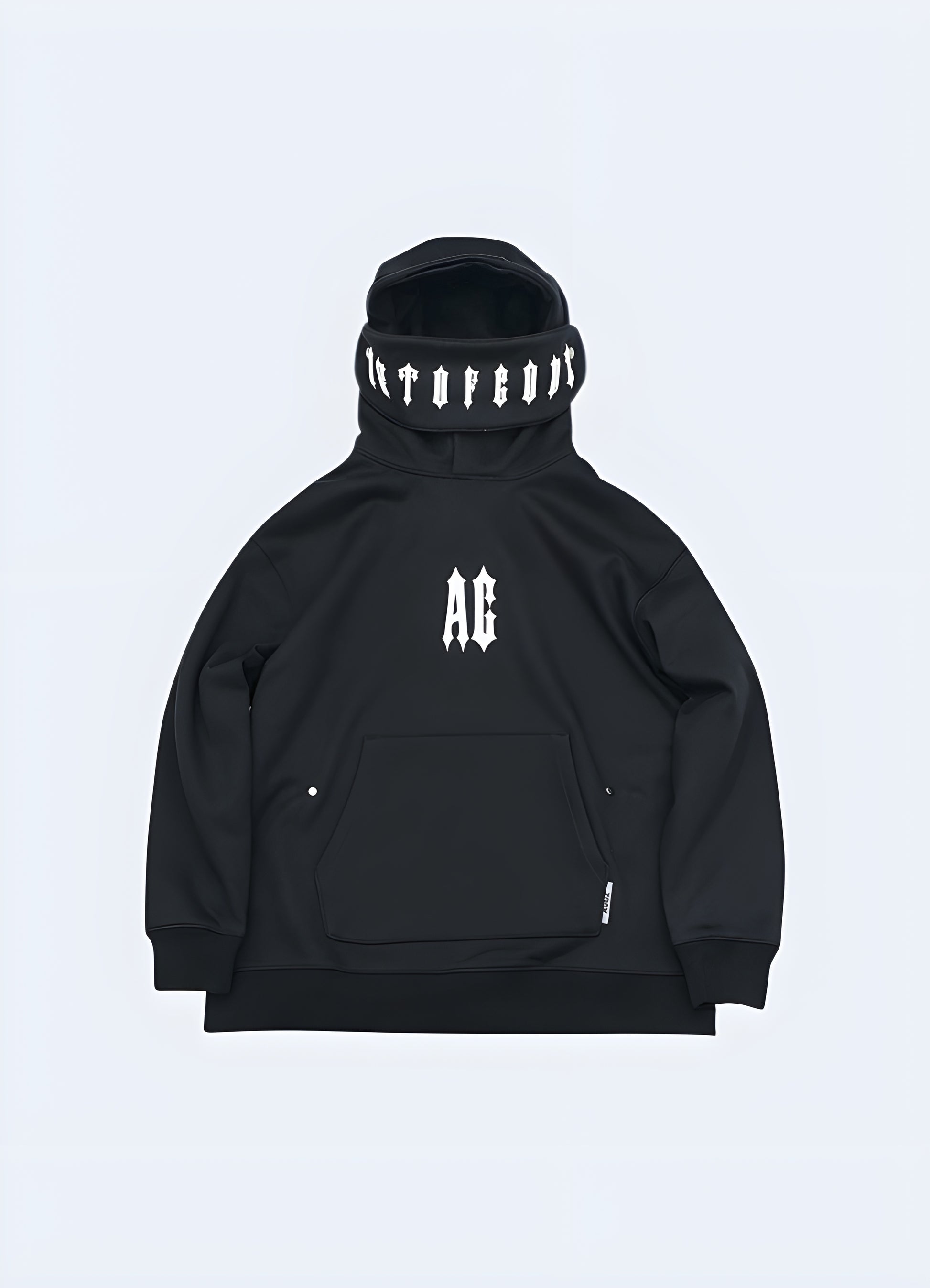This sleek black hoodie with an inverse cross print is the perfect goth hoodie.