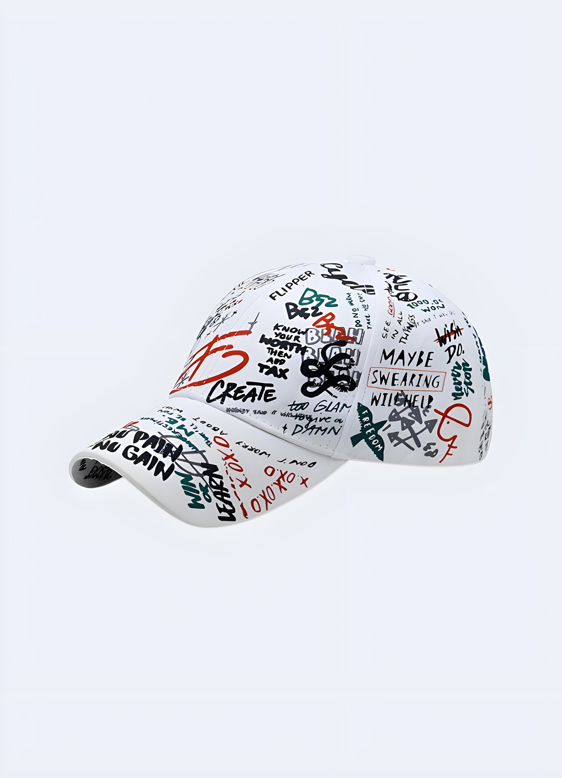 Own your urban style with the graffiti hat. Featuring a vibrant print and adjustable fit, it turns heads wherever you go. 