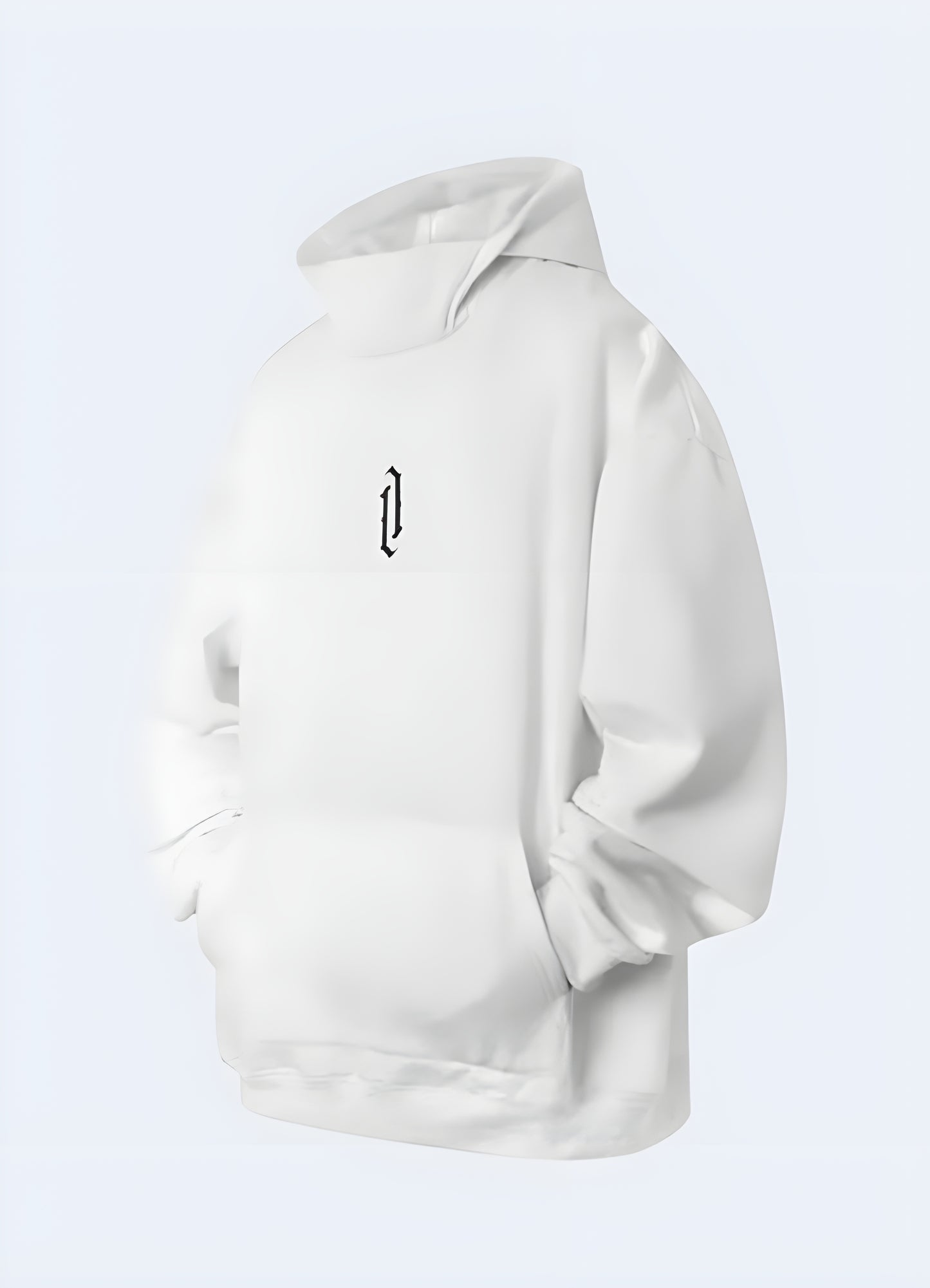 while the solid color keeps the look sleek high collar hoodie white.