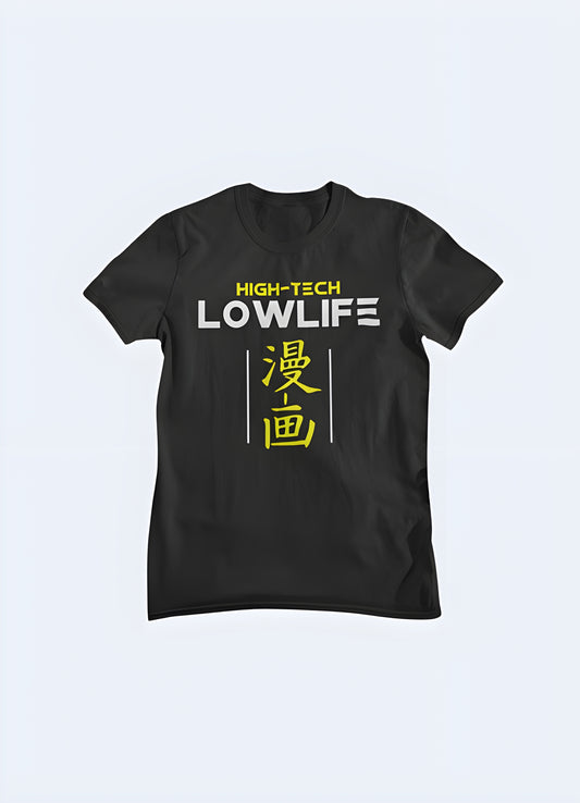 Step into a bold narrative of contradiction and charisma with our high-tech low-life shirt.