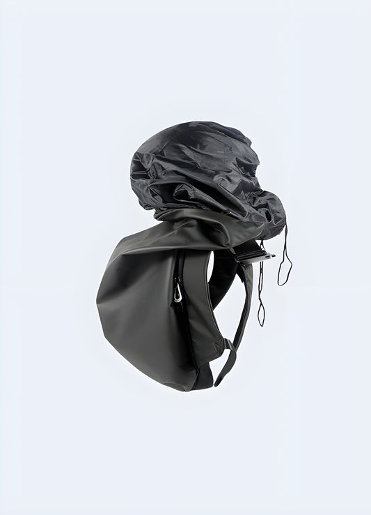 Hooded backpack padded shoulder straps roomy backpack with hood.