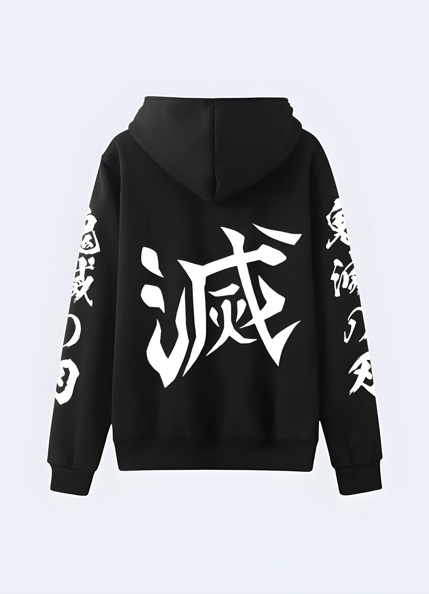 This bold, oversized zip-up hoodie for men black japanese kanji hoodie.