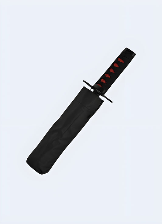 Japanese katana umbrella black interior front view.