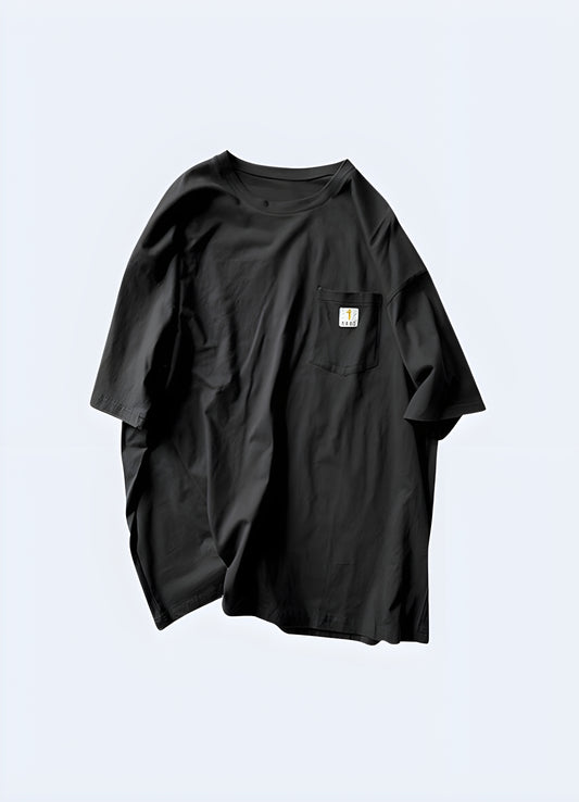 Oversized t-shirt with Japanese text roomie fit black.