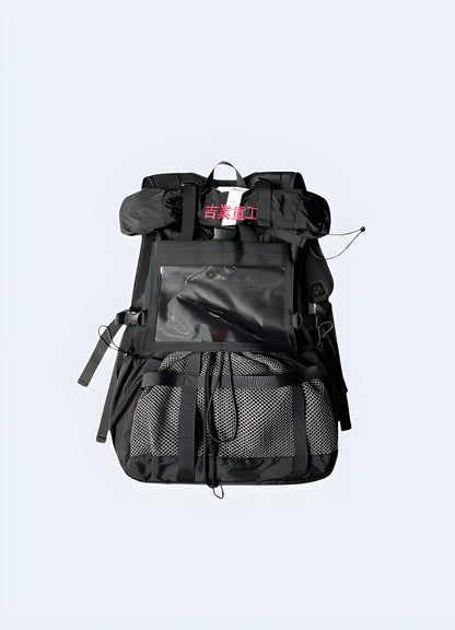 Japanese travel bag black removable shoulder strap.