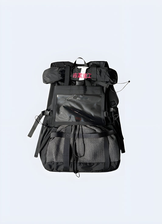 Japanese travel bag black removable shoulder strap.