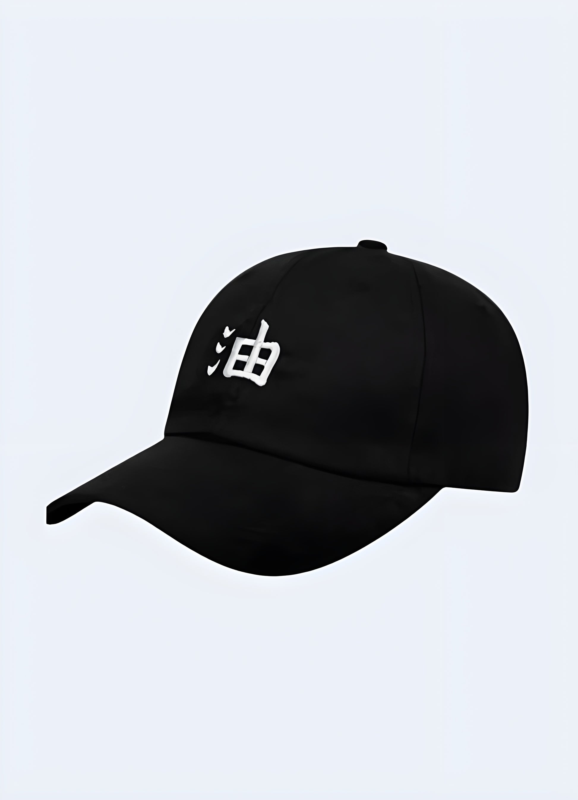 Distinctive Japanese kanji motif curved bill with mesh back panel.