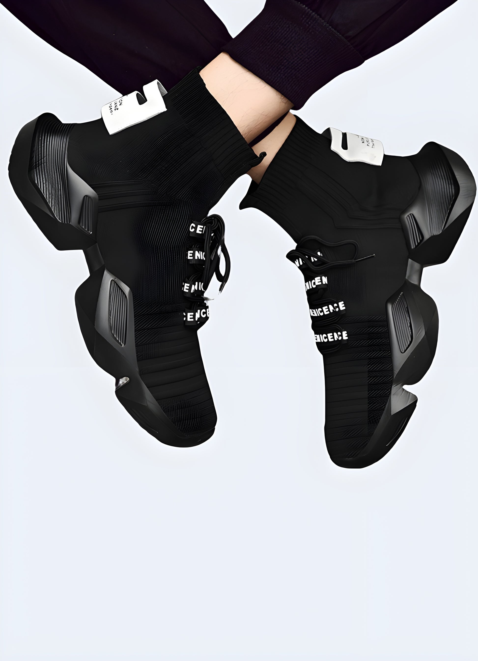 These sneakers represent a harmonious fusion of futuristic streetwear, japanese fashion.