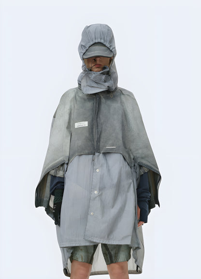 Apocalypseready poncho with utility hooks.