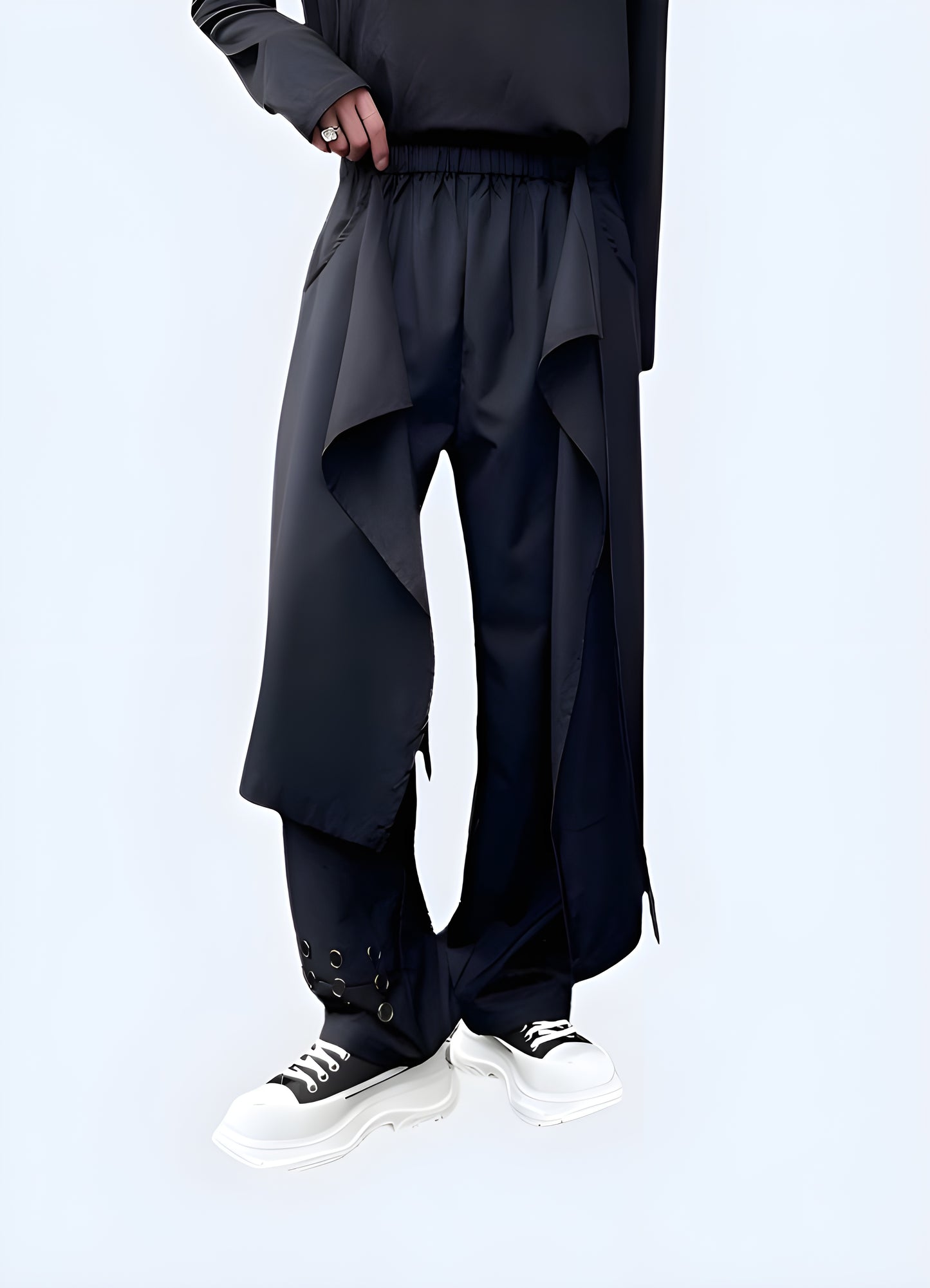 Modern japanese style pants black hakama pants.
