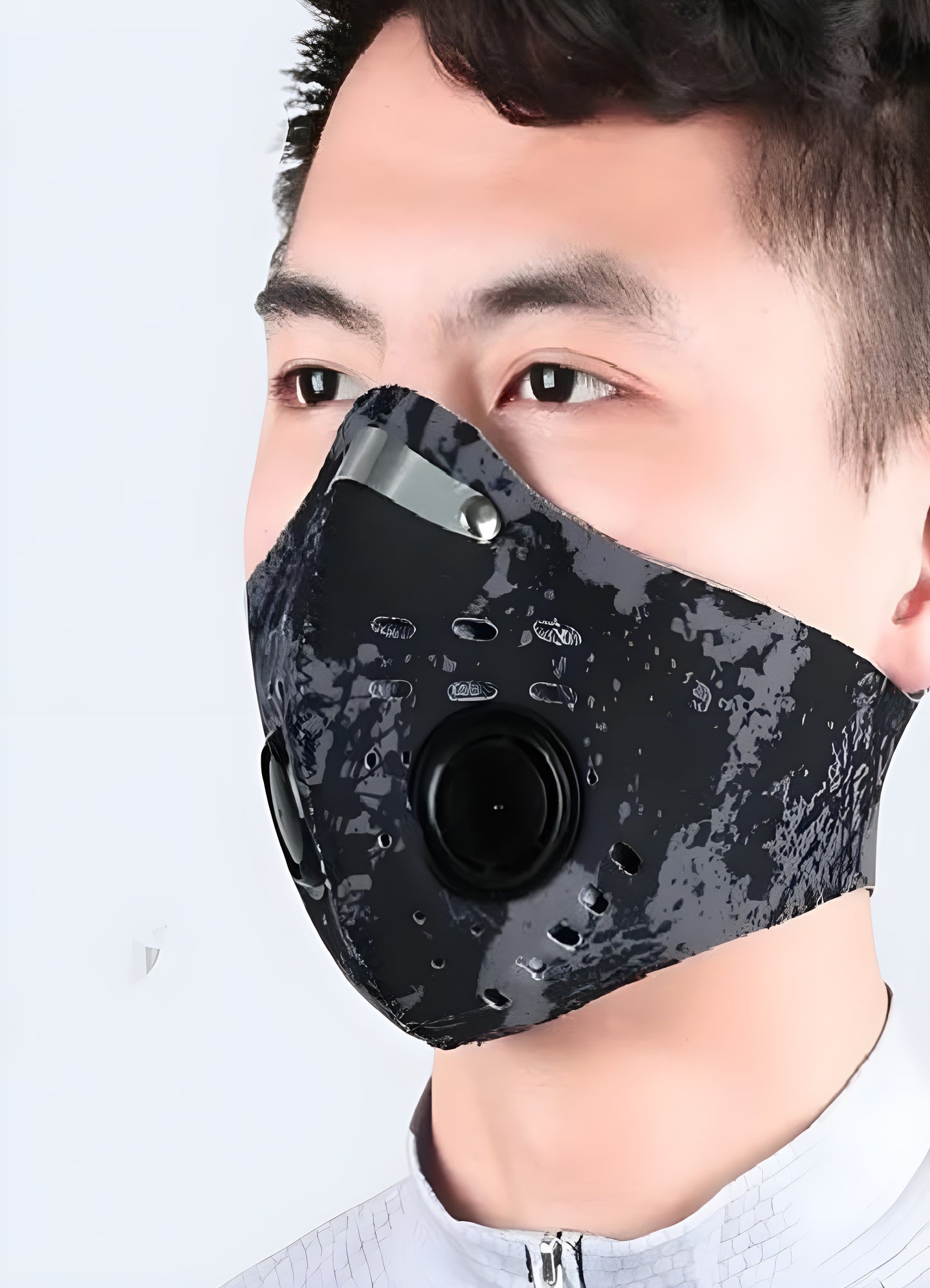 Embrace the future of protection with this stylish camouflage face mask.