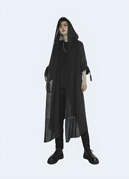Goth style cloak unisex fit size cloak with hood.