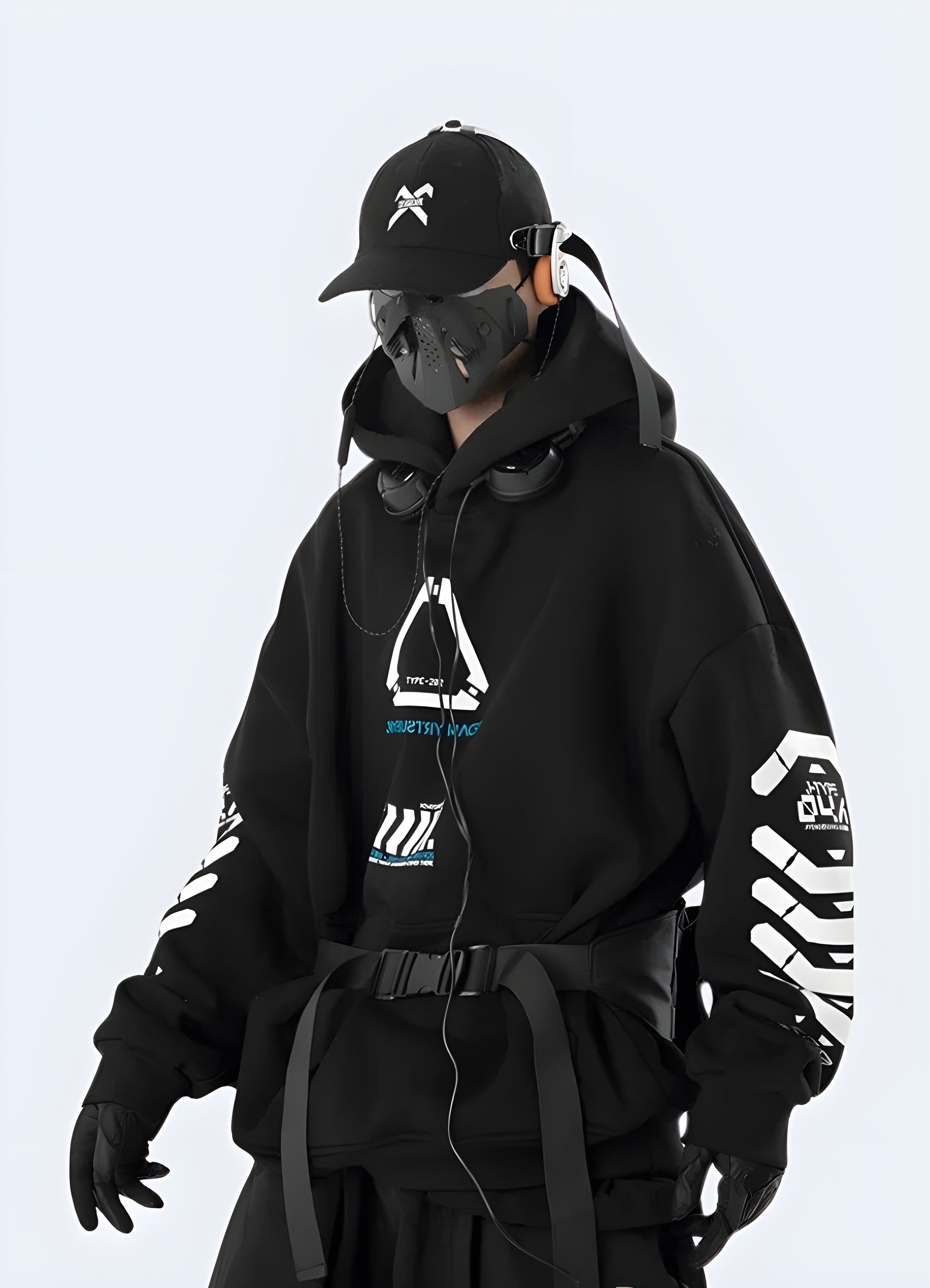 Glitch into the future with this cyberpunk techwear hoodie.