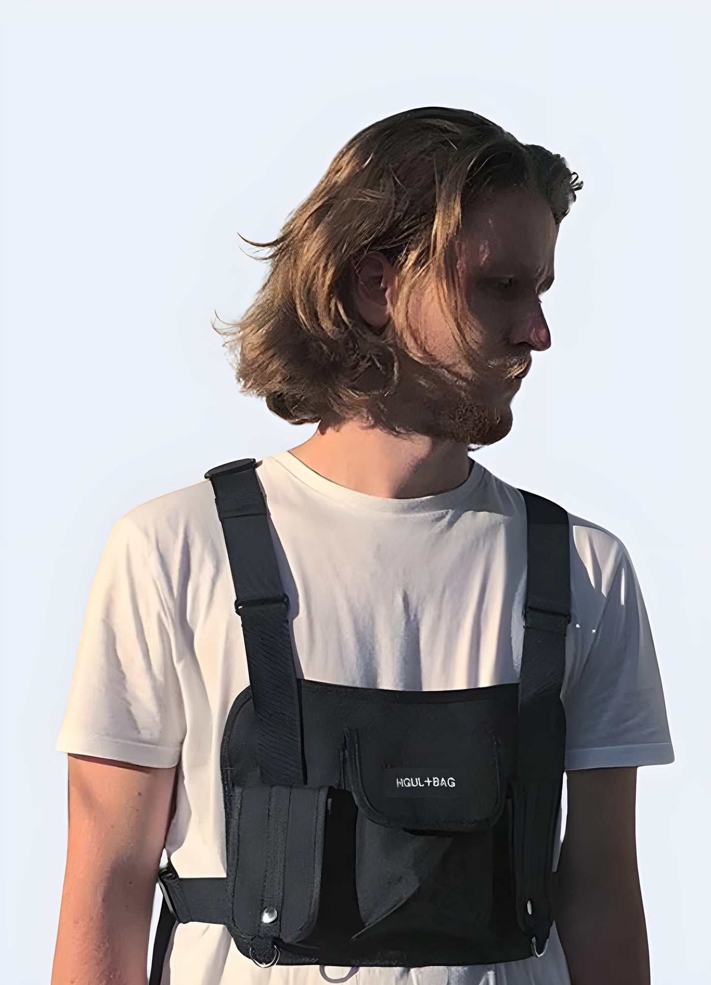 Tactical chest bag adjustable reinforced straps.