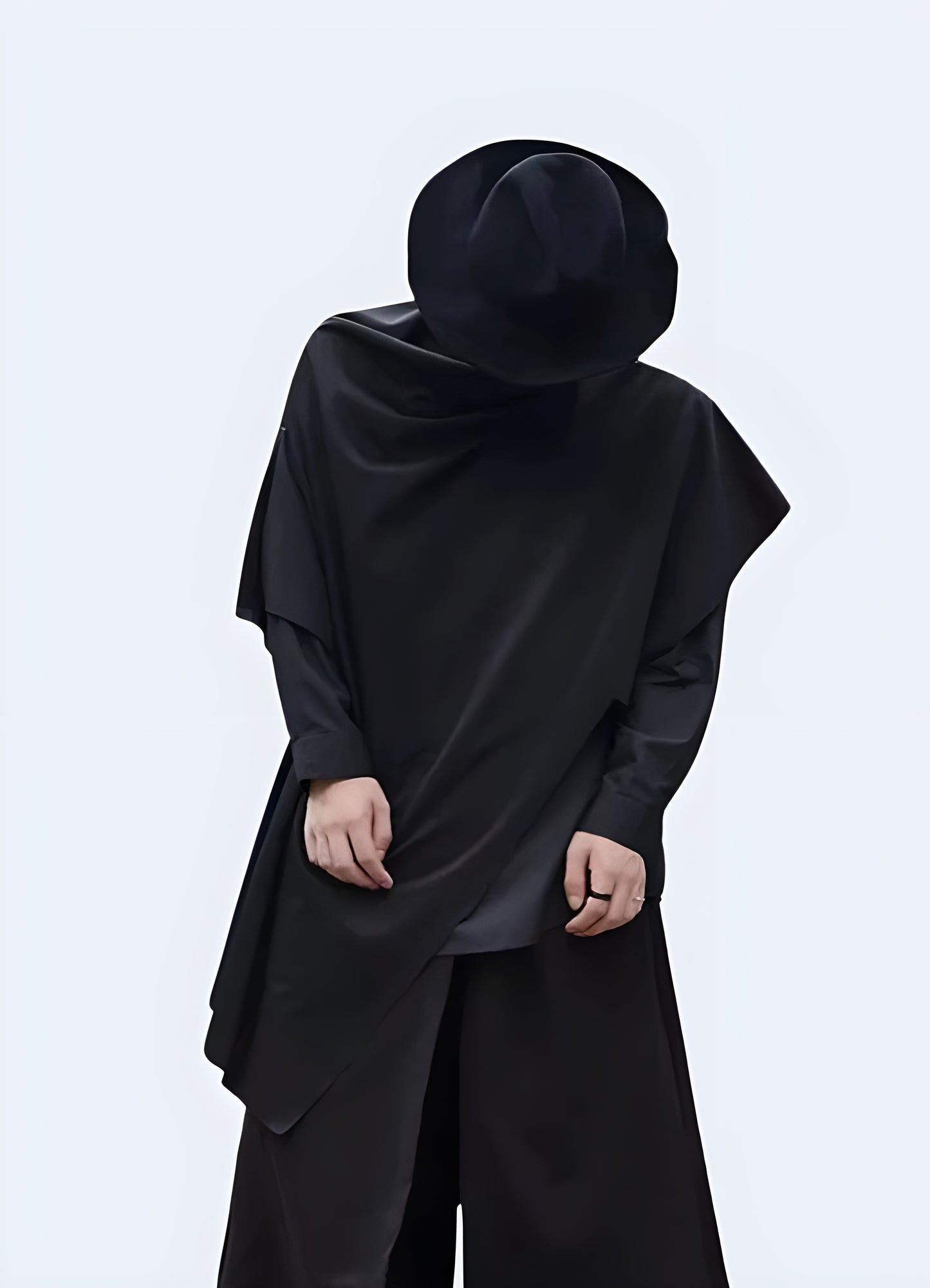 Japanese style poncho high collar poncho sweater.